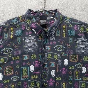 Spirited Away Button Up Shirt Mens XL Gray AOP No Face Studio Ghibli Anime